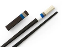 Japanische Essstäbchen Aoyama Blue, Ebenholz, Mit Ablage