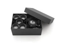 Japanisches Teeservice 6-teilig, Kyusu Tokoname Tobikanna Kuro
